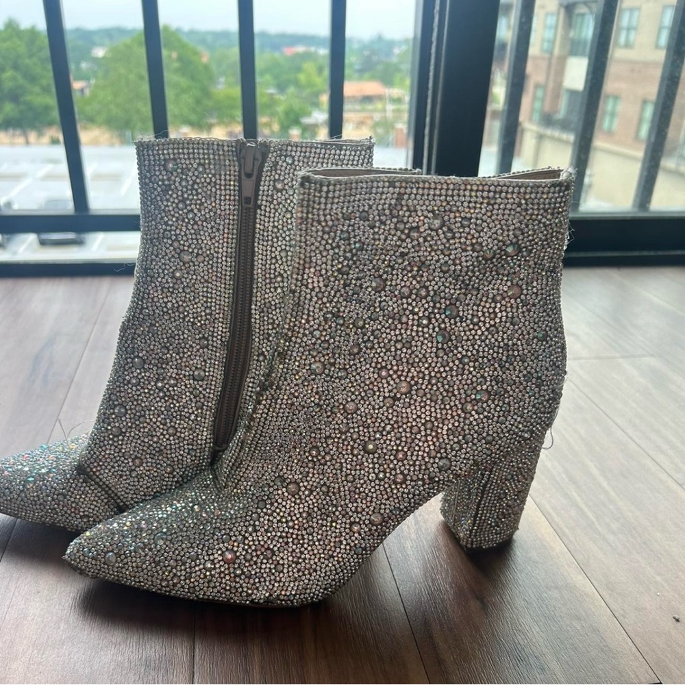 Sparkling Silver Ankle Boots